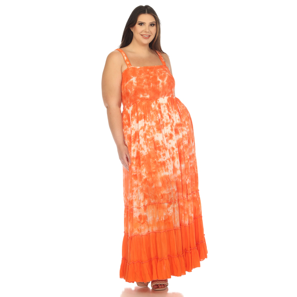 Plus Size Smocked Ruffle Maxi Dress - Picture 1 of 5